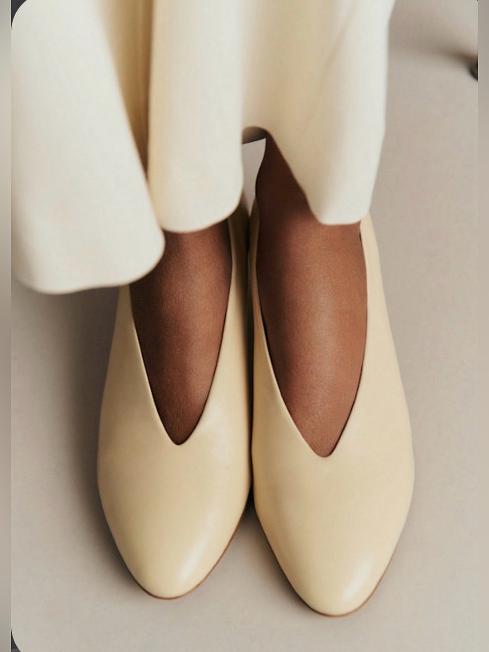 NIB Sezane Barbara Pumps US8 EU39 Vintage Creame Leather Kitten Heel